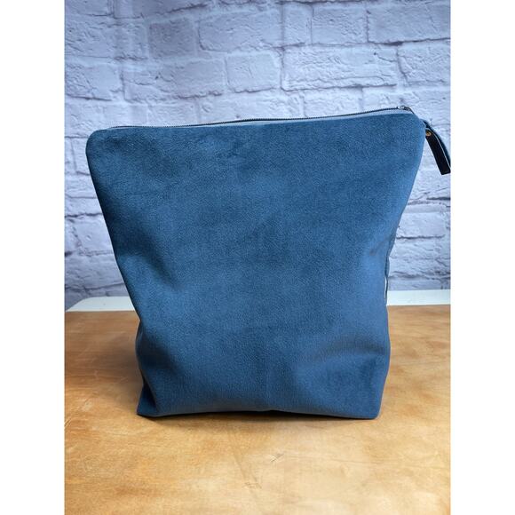 Blue floral bag, handmade one of a kind, cotton and velour multitude of uses - Picture 2 of 4